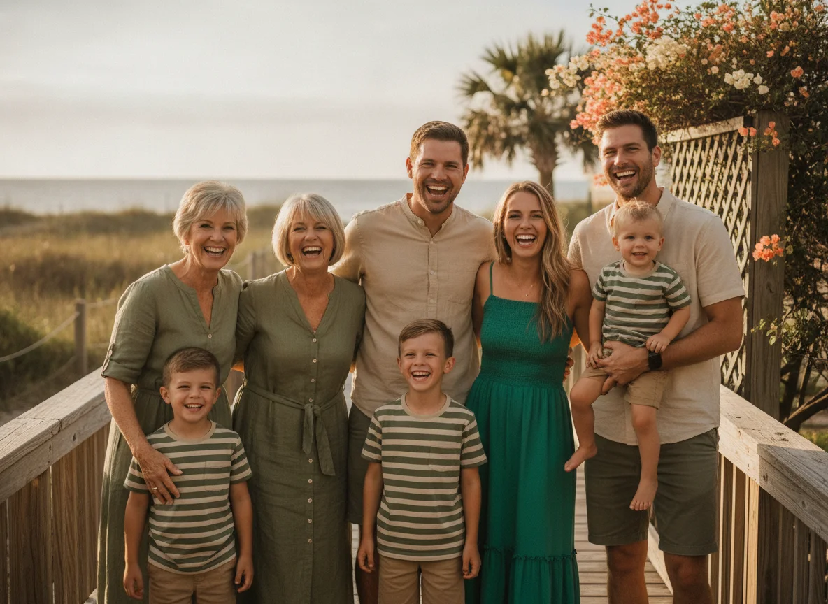 Smiling multigenerational family together
